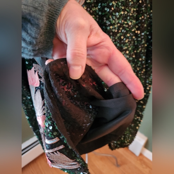 Sz 8 Varun Bahl Green Sequin Dress w/Applique NWT - Picture 9 of 11